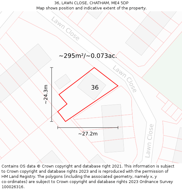 36, LAWN CLOSE, CHATHAM, ME4 5DP: Plot and title map