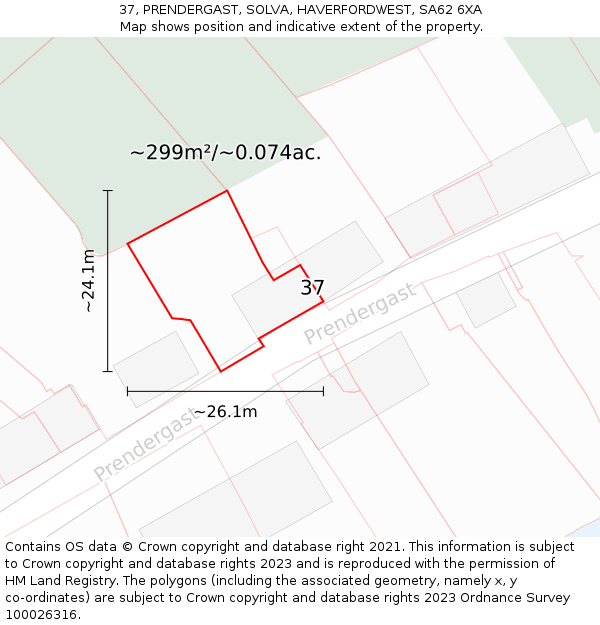 37, PRENDERGAST, SOLVA, HAVERFORDWEST, SA62 6XA: Plot and title map