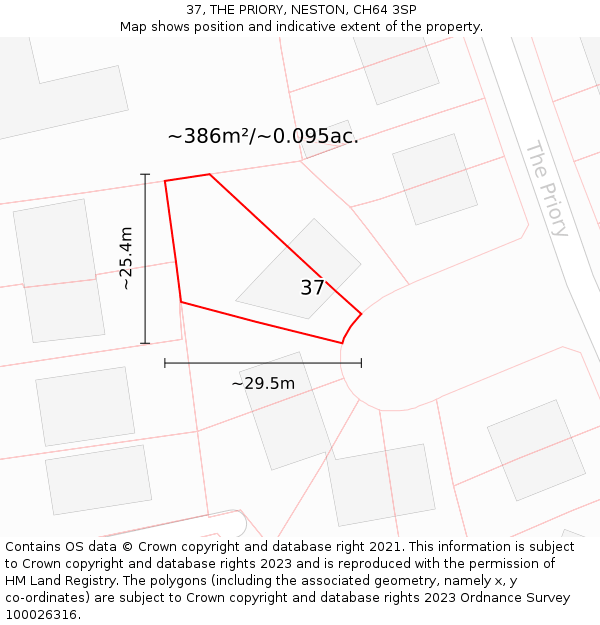 37, THE PRIORY, NESTON, CH64 3SP: Plot and title map