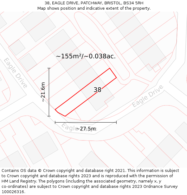 38, EAGLE DRIVE, PATCHWAY, BRISTOL, BS34 5RH: Plot and title map