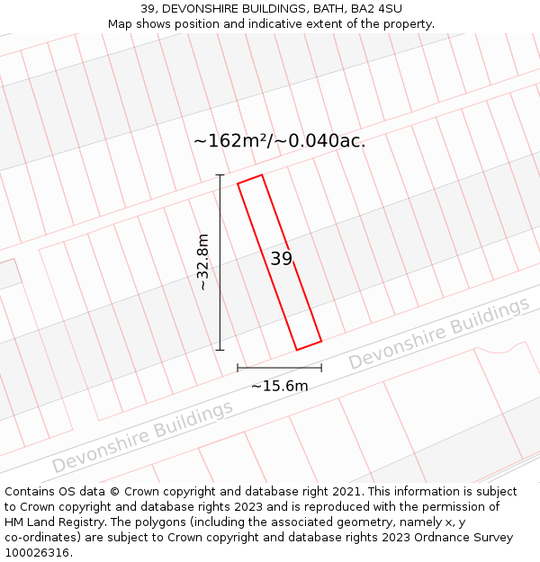 39, DEVONSHIRE BUILDINGS, BATH, BA2 4SU: Plot and title map