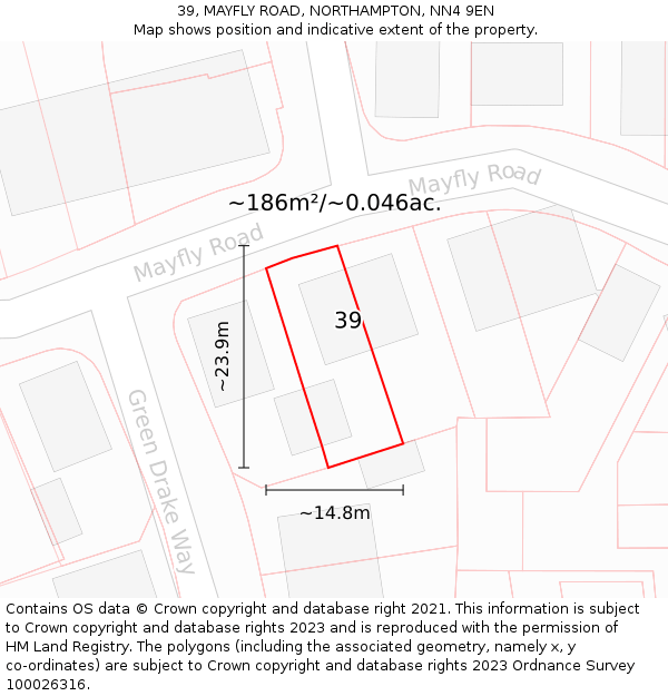 39, MAYFLY ROAD, NORTHAMPTON, NN4 9EN: Plot and title map