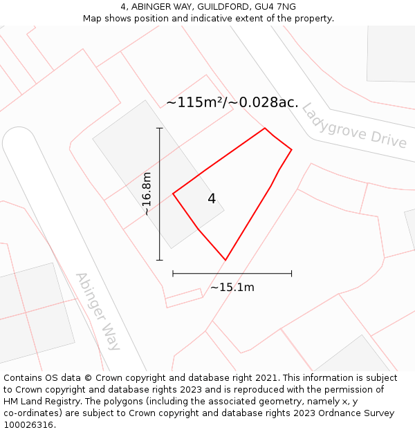 4, ABINGER WAY, GUILDFORD, GU4 7NG: Plot and title map