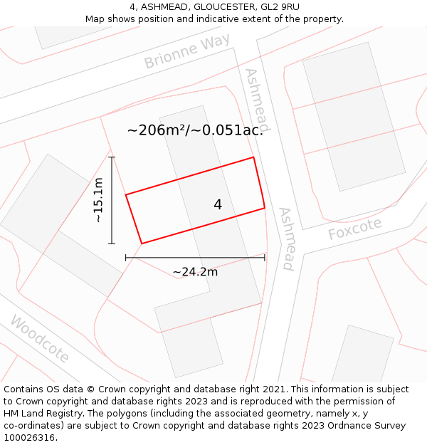 4, ASHMEAD, GLOUCESTER, GL2 9RU: Plot and title map
