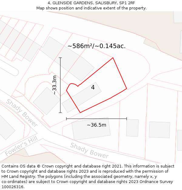 4, GLENSIDE GARDENS, SALISBURY, SP1 2RF: Plot and title map