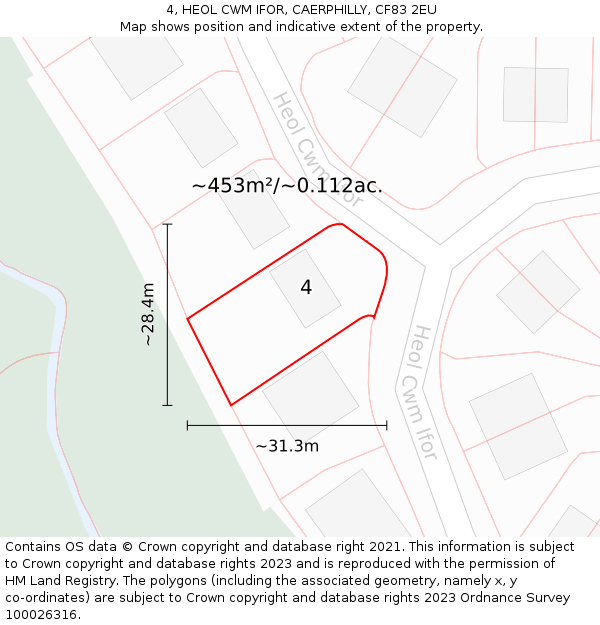 4, HEOL CWM IFOR, CAERPHILLY, CF83 2EU: Plot and title map