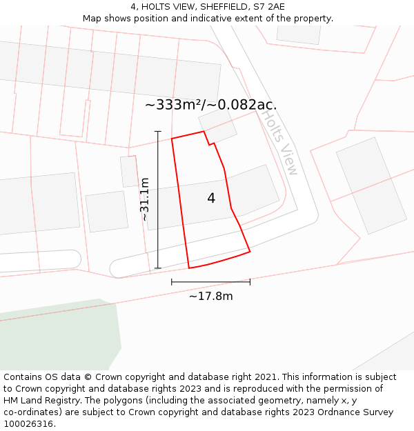 4, HOLTS VIEW, SHEFFIELD, S7 2AE: Plot and title map