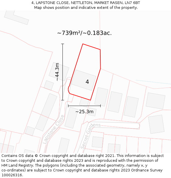4, LAPSTONE CLOSE, NETTLETON, MARKET RASEN, LN7 6BT: Plot and title map