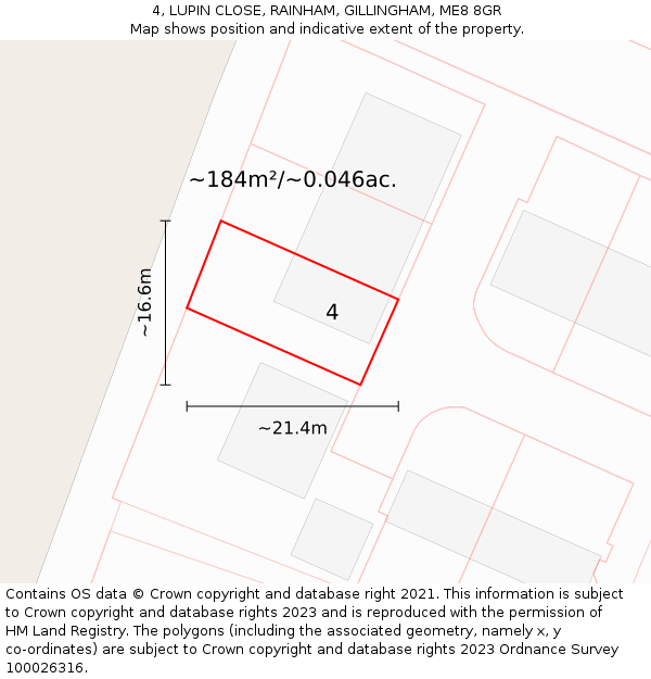 4, LUPIN CLOSE, RAINHAM, GILLINGHAM, ME8 8GR: Plot and title map
