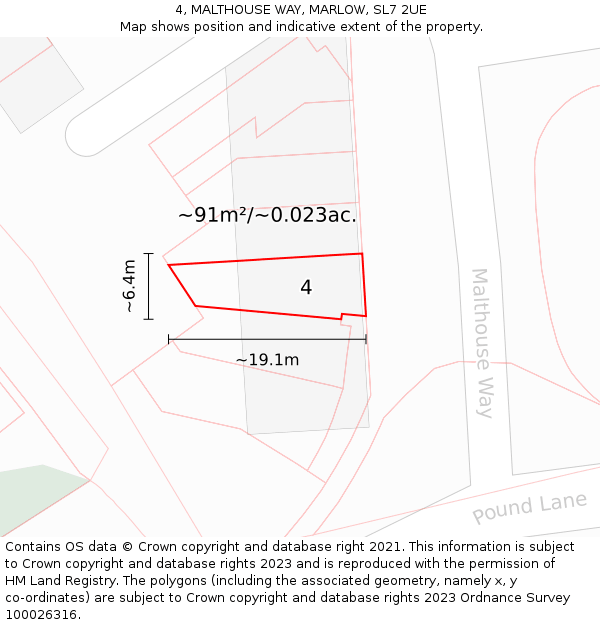 4, MALTHOUSE WAY, MARLOW, SL7 2UE: Plot and title map