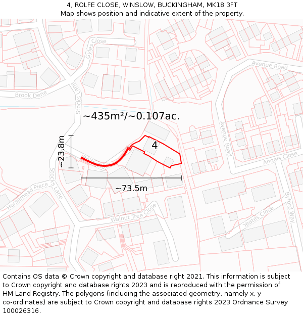 4, ROLFE CLOSE, WINSLOW, BUCKINGHAM, MK18 3FT: Plot and title map