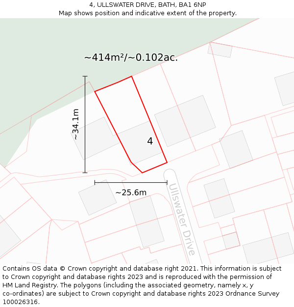 4, ULLSWATER DRIVE, BATH, BA1 6NP: Plot and title map