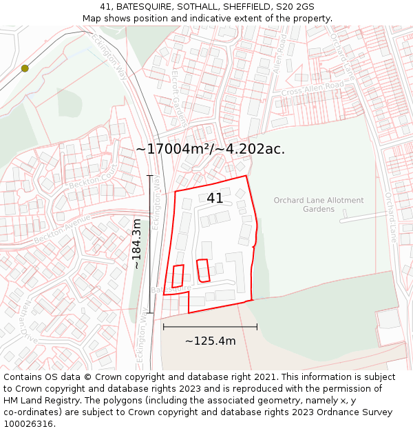 41, BATESQUIRE, SOTHALL, SHEFFIELD, S20 2GS: Plot and title map