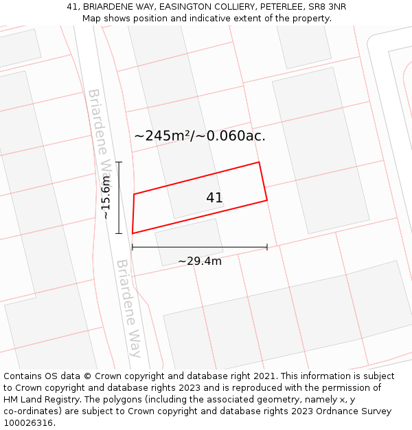 41, BRIARDENE WAY, EASINGTON COLLIERY, PETERLEE, SR8 3NR: Plot and title map