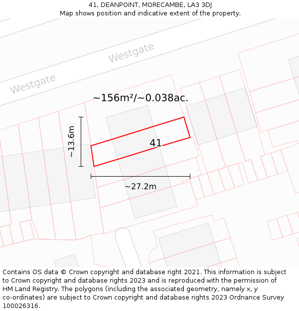 41, DEANPOINT, MORECAMBE, LA3 3DJ: Plot and title map