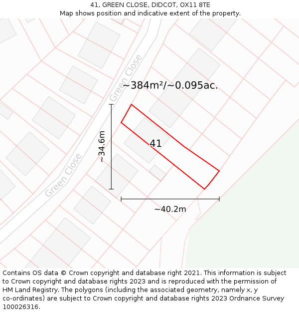 41, GREEN CLOSE, DIDCOT, OX11 8TE: Plot and title map