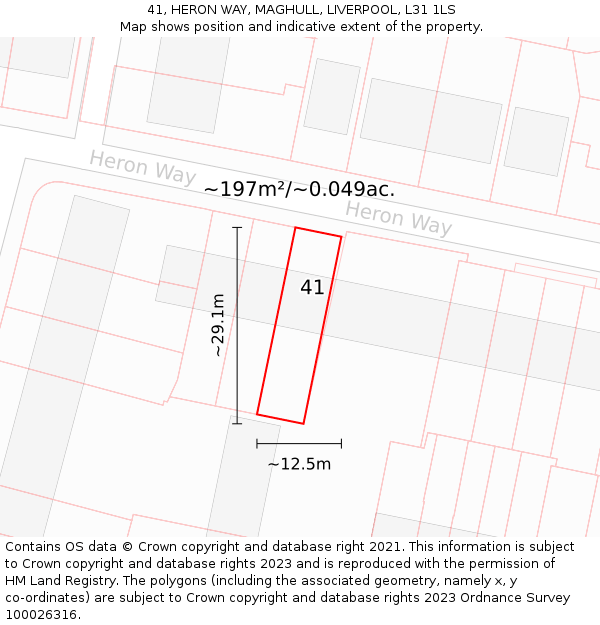 41, HERON WAY, MAGHULL, LIVERPOOL, L31 1LS: Plot and title map