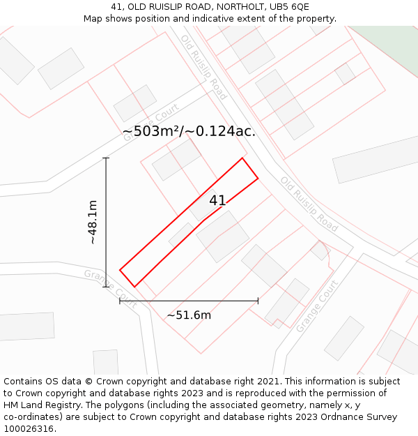 41, OLD RUISLIP ROAD, NORTHOLT, UB5 6QE: Plot and title map