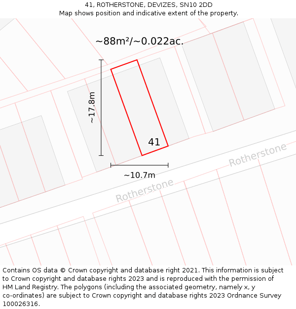 41, ROTHERSTONE, DEVIZES, SN10 2DD: Plot and title map