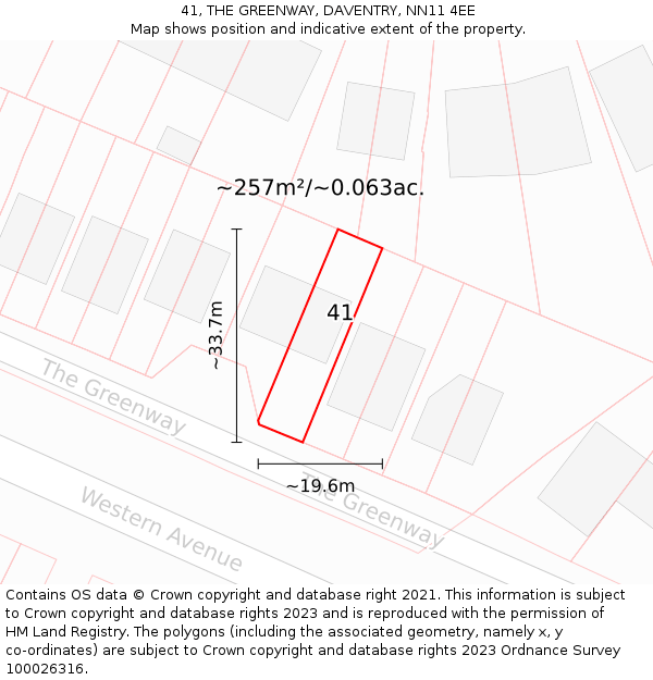 41, THE GREENWAY, DAVENTRY, NN11 4EE: Plot and title map