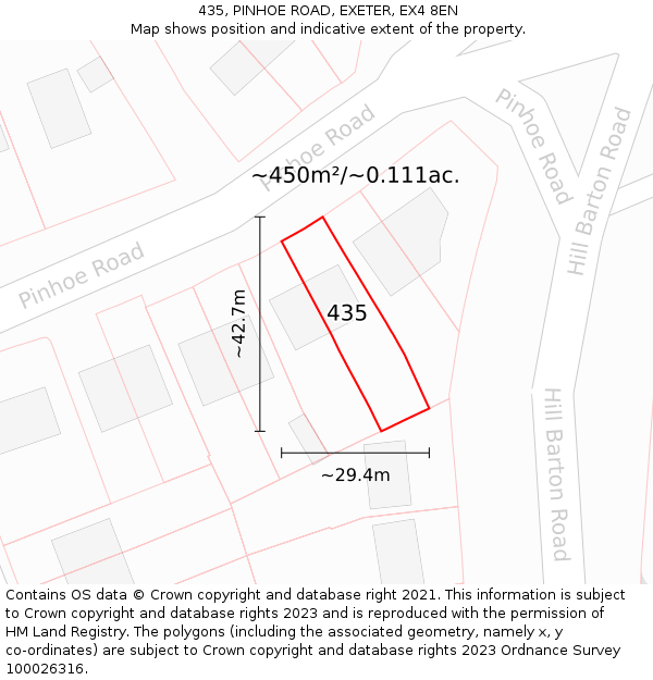435, PINHOE ROAD, EXETER, EX4 8EN: Plot and title map