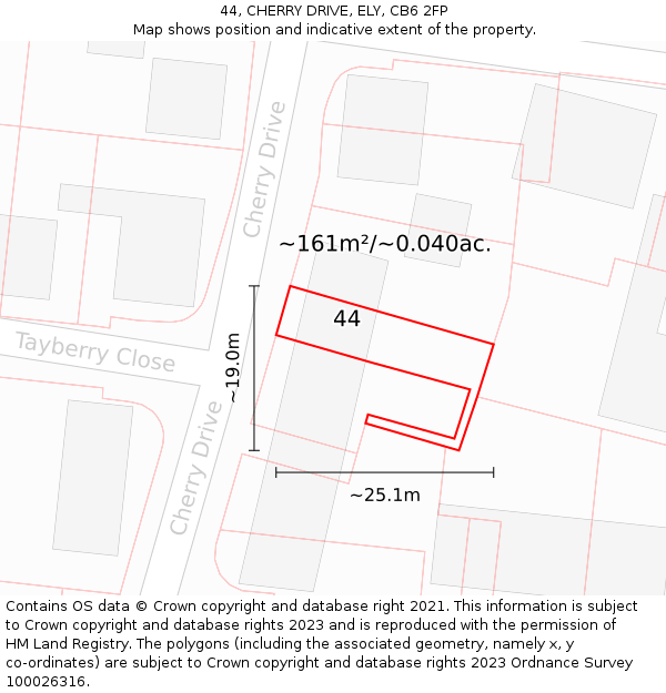 44, CHERRY DRIVE, ELY, CB6 2FP: Plot and title map