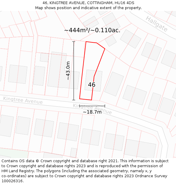 46, KINGTREE AVENUE, COTTINGHAM, HU16 4DS: Plot and title map