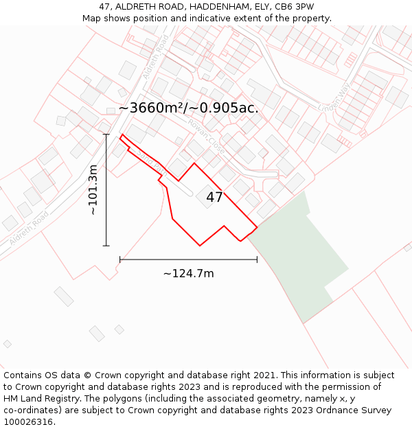 47, ALDRETH ROAD, HADDENHAM, ELY, CB6 3PW: Plot and title map