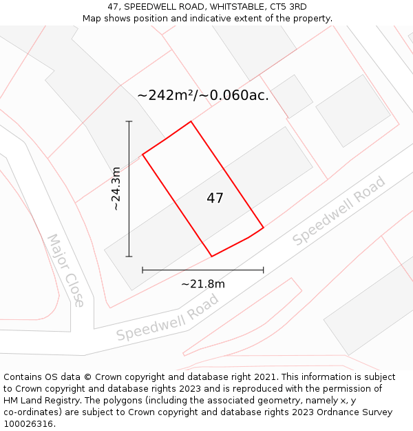 47, SPEEDWELL ROAD, WHITSTABLE, CT5 3RD: Plot and title map