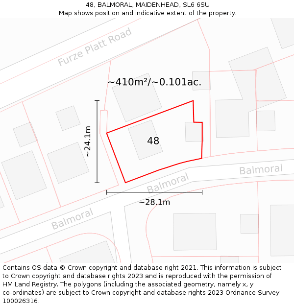 48, BALMORAL, MAIDENHEAD, SL6 6SU: Plot and title map