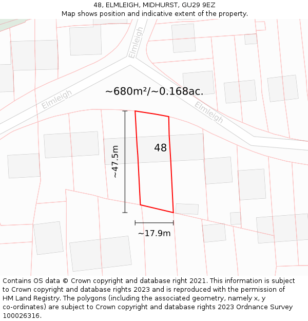 48, ELMLEIGH, MIDHURST, GU29 9EZ: Plot and title map