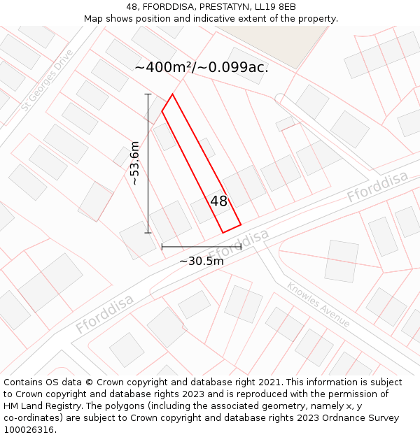 48, FFORDDISA, PRESTATYN, LL19 8EB: Plot and title map
