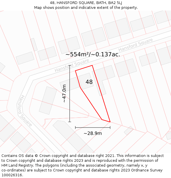 48, HANSFORD SQUARE, BATH, BA2 5LJ: Plot and title map