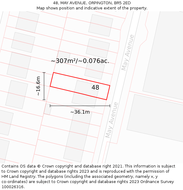 48, MAY AVENUE, ORPINGTON, BR5 2ED: Plot and title map
