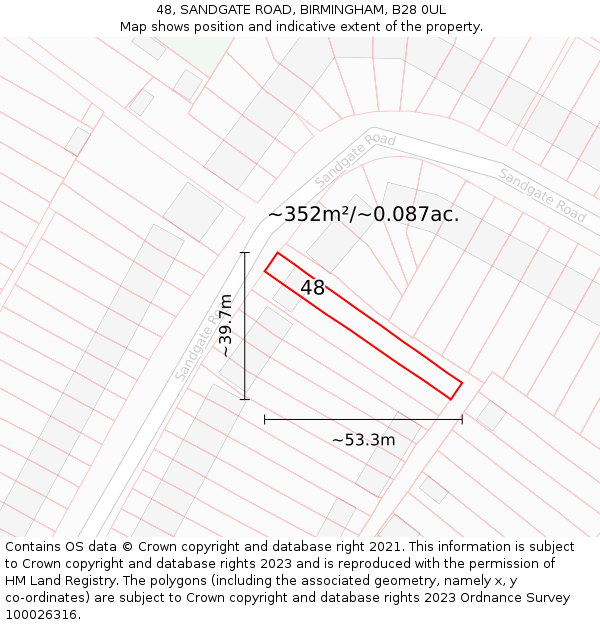 48, SANDGATE ROAD, BIRMINGHAM, B28 0UL: Plot and title map