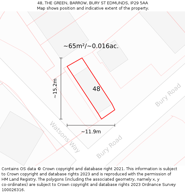 48, THE GREEN, BARROW, BURY ST EDMUNDS, IP29 5AA: Plot and title map