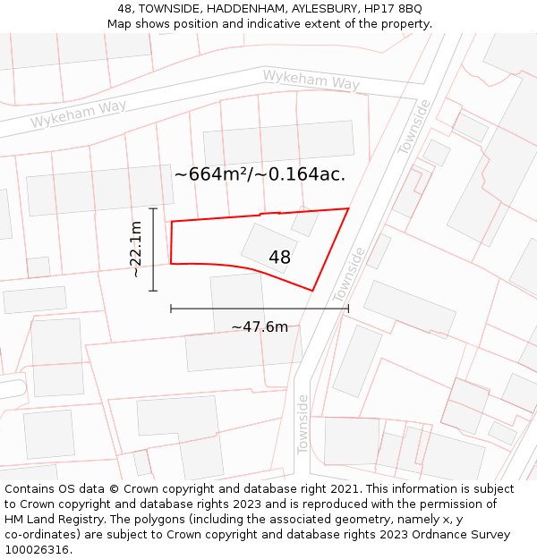 48, TOWNSIDE, HADDENHAM, AYLESBURY, HP17 8BQ: Plot and title map