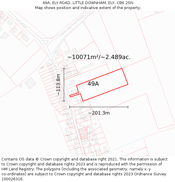 49A, ELY ROAD, LITTLE DOWNHAM, ELY, CB6 2SN: Plot and title map