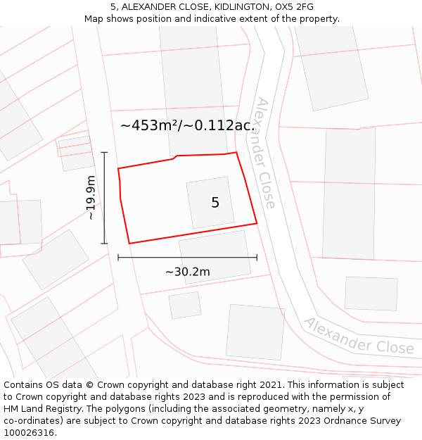 5, ALEXANDER CLOSE, KIDLINGTON, OX5 2FG: Plot and title map