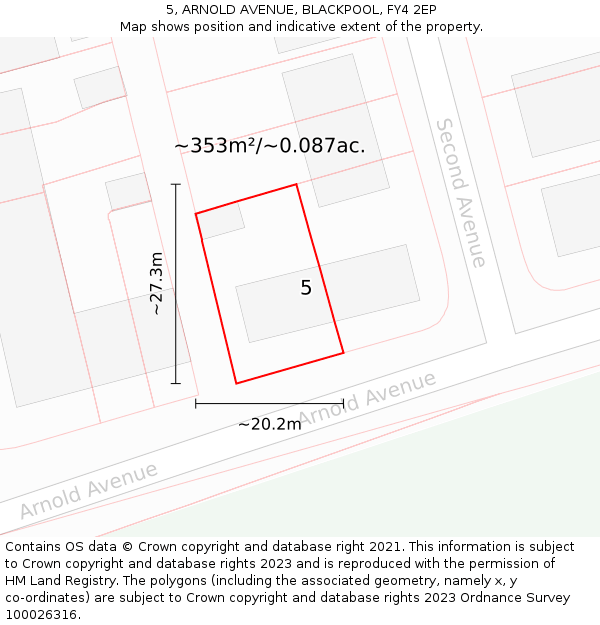 5, ARNOLD AVENUE, BLACKPOOL, FY4 2EP: Plot and title map