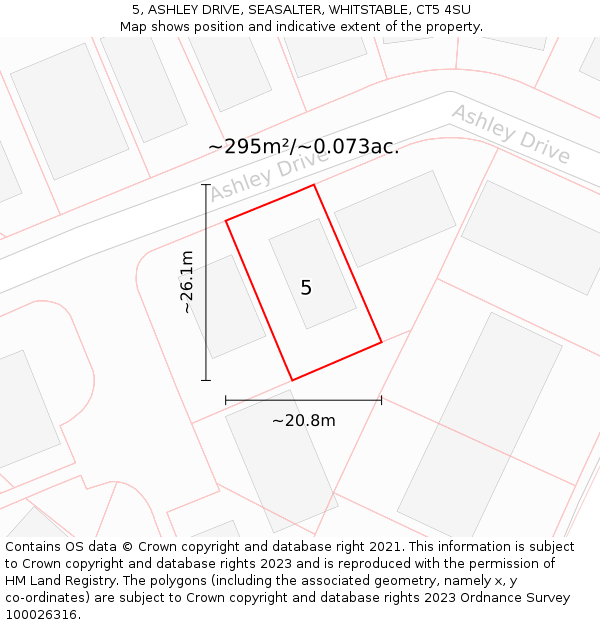 5, ASHLEY DRIVE, SEASALTER, WHITSTABLE, CT5 4SU: Plot and title map
