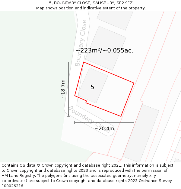 5, BOUNDARY CLOSE, SALISBURY, SP2 9FZ: Plot and title map