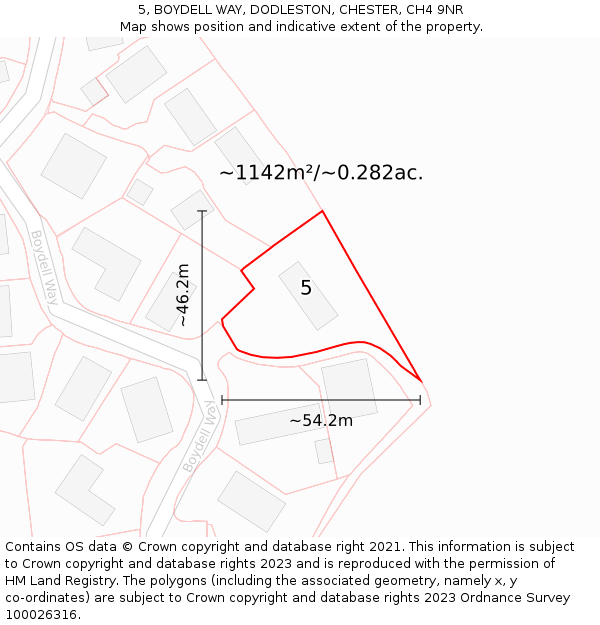 5, BOYDELL WAY, DODLESTON, CHESTER, CH4 9NR: Plot and title map