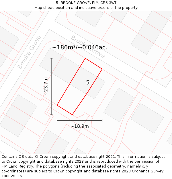 5, BROOKE GROVE, ELY, CB6 3WT: Plot and title map