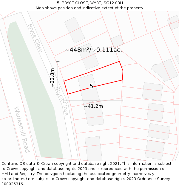 5, BRYCE CLOSE, WARE, SG12 0RH: Plot and title map