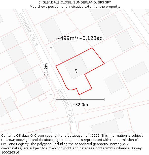 5, GLENDALE CLOSE, SUNDERLAND, SR3 3RY: Plot and title map