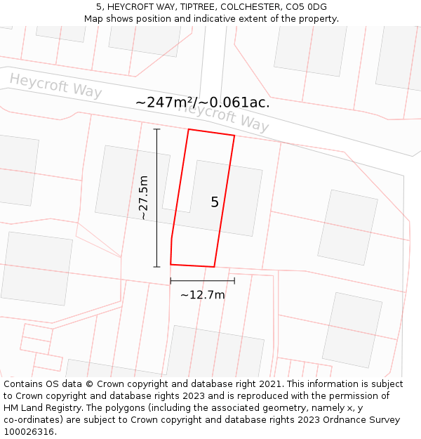 5, HEYCROFT WAY, TIPTREE, COLCHESTER, CO5 0DG: Plot and title map