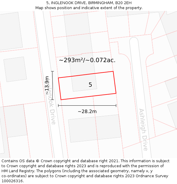 5, INGLENOOK DRIVE, BIRMINGHAM, B20 2EH: Plot and title map