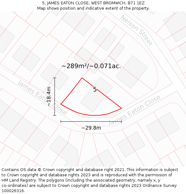 5, JAMES EATON CLOSE, WEST BROMWICH, B71 1EZ: Plot and title map