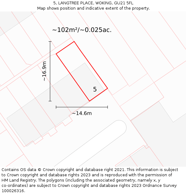 5, LANGTREE PLACE, WOKING, GU21 5FL: Plot and title map
